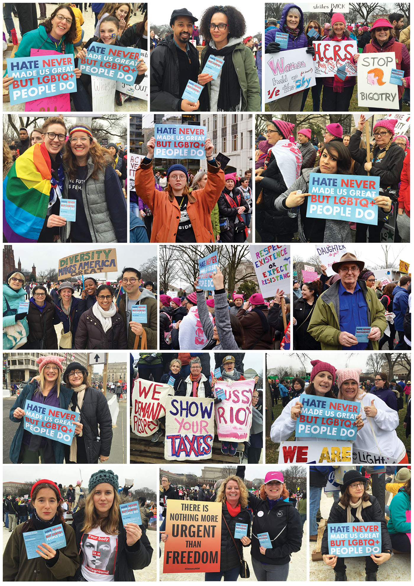 women's march protest pamphlet poster LGBTQ+ advocacy activism Trump LGBT march on washington