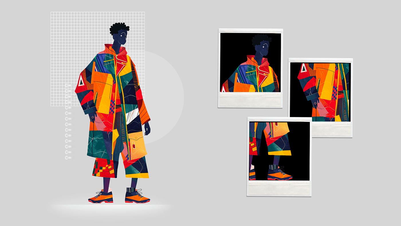 fashion illustration Procreate digital illustration fashion design streetwear patchwork fashioncollection