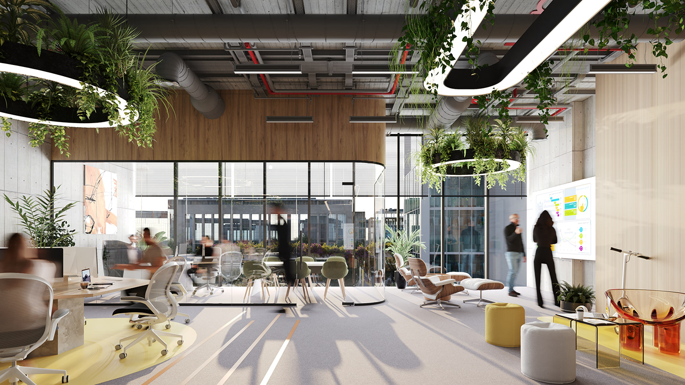 indoor architecture visualization interior design  Render corona archviz CGI modern officedesign