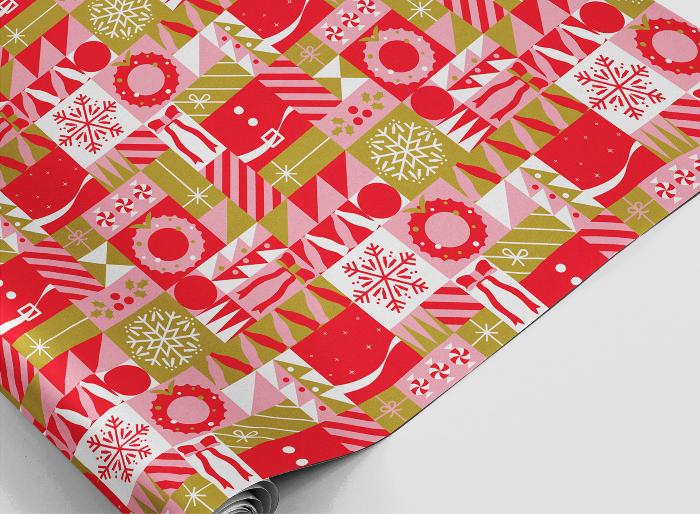 Christmas flat illustration geometric Holiday Merry Christmas pattern vector winter Wrapping paper xmas