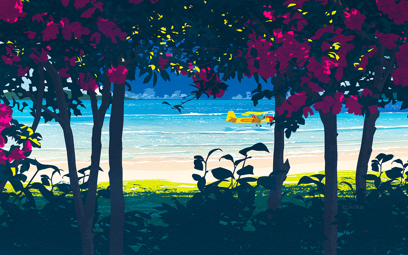 ILLUSTRATION  Illustrator photoshop Digital Art  summer vector Ocean flower beach Landscape