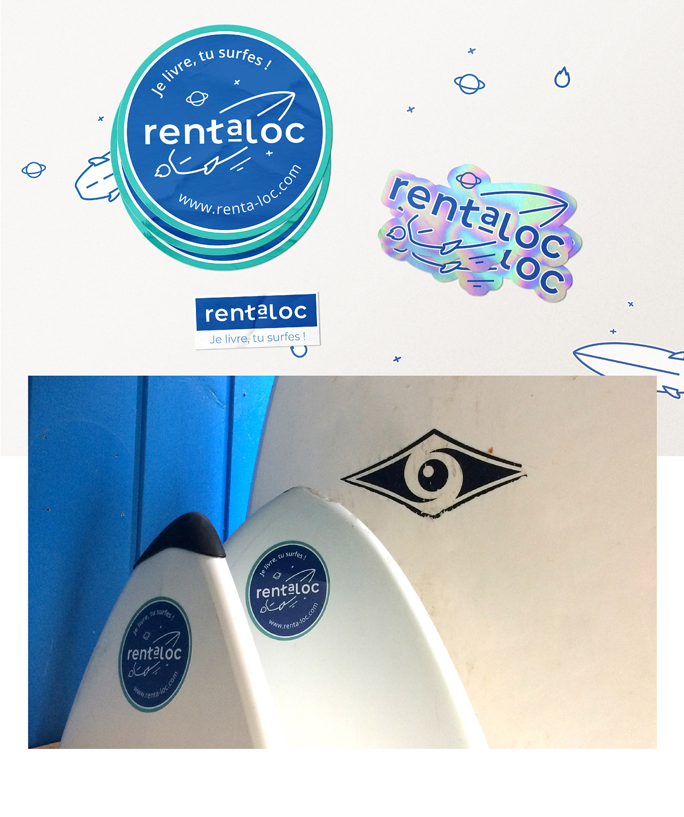 branding  delivery graphic ILLUSTRATION  Rent stickers Surf wedesign