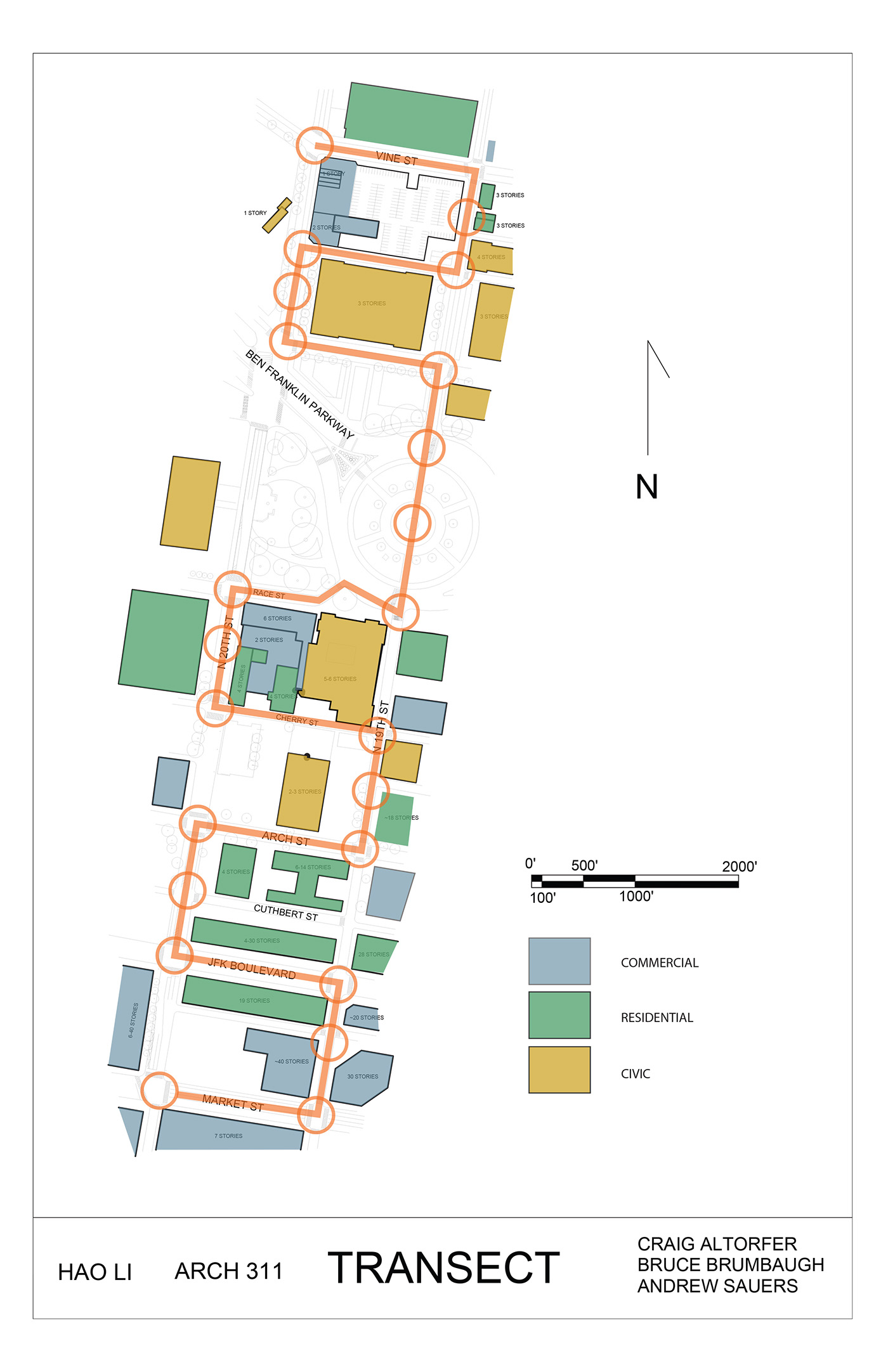 Urban fabric transect Analysis collage layering Invstigation philadelphia