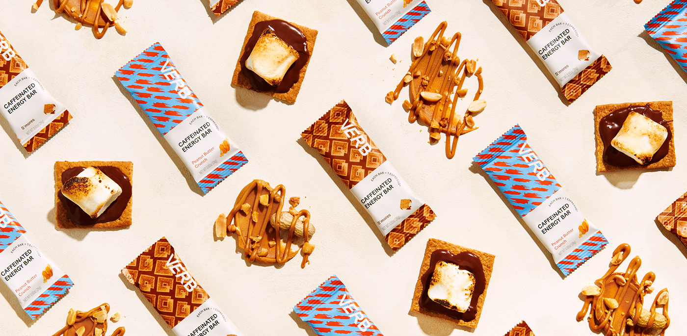 Energy bars and flavor cues set up in a diagonal pattern 