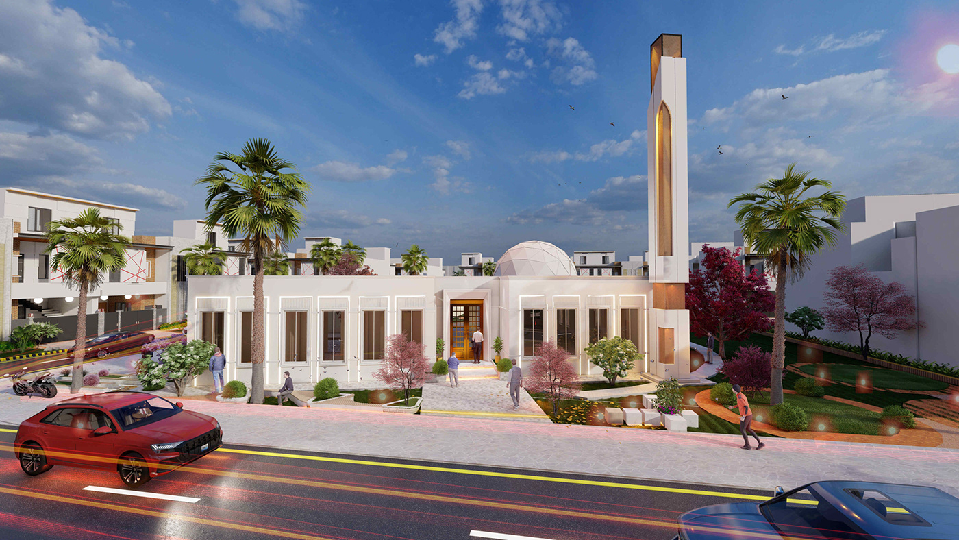 building architecture visualization 3D modern Render exterior SketchUP lumion mosque