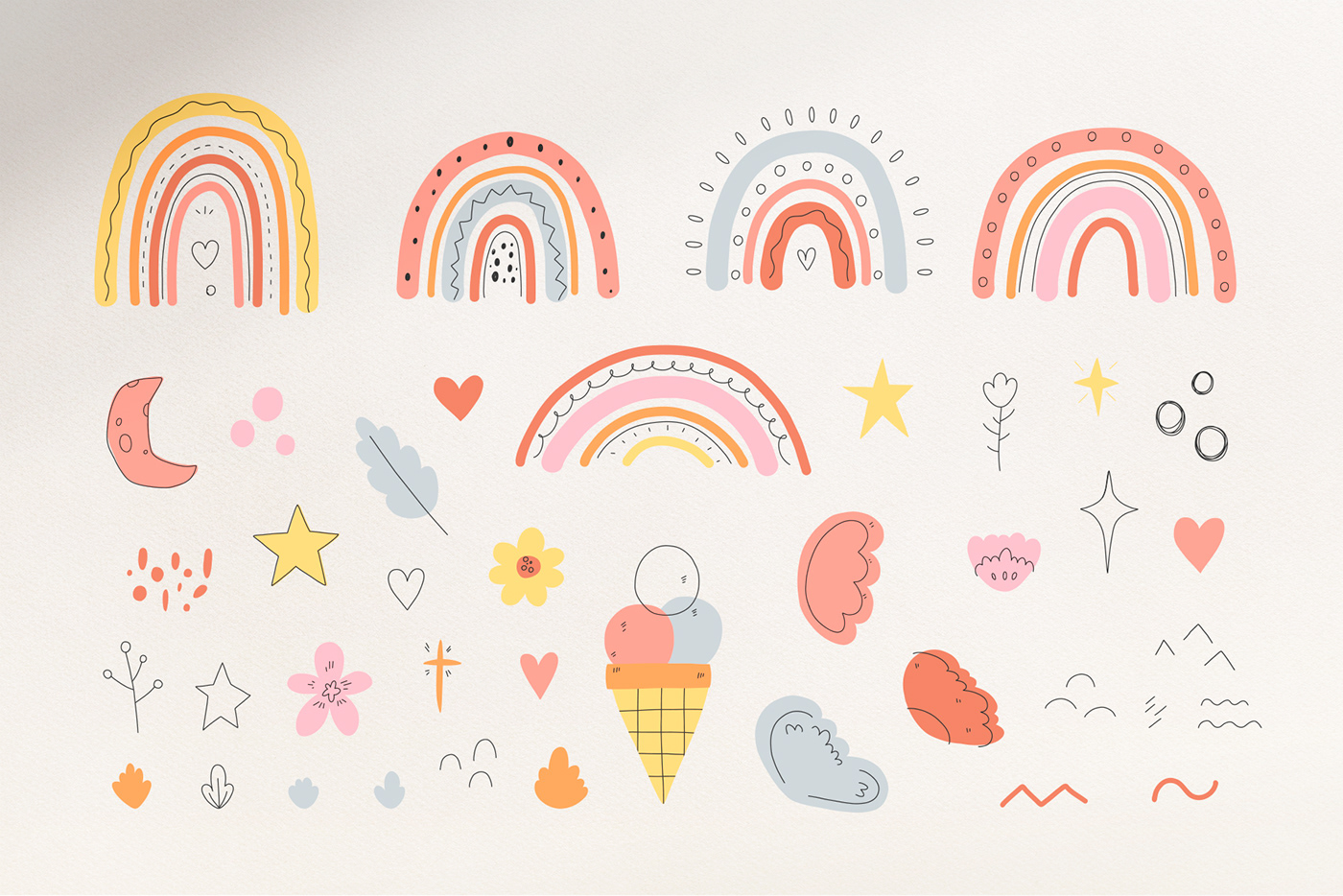 cartoon Character design  concept art ILLUSTRATION  lettering pattern rainbow unicorn vector