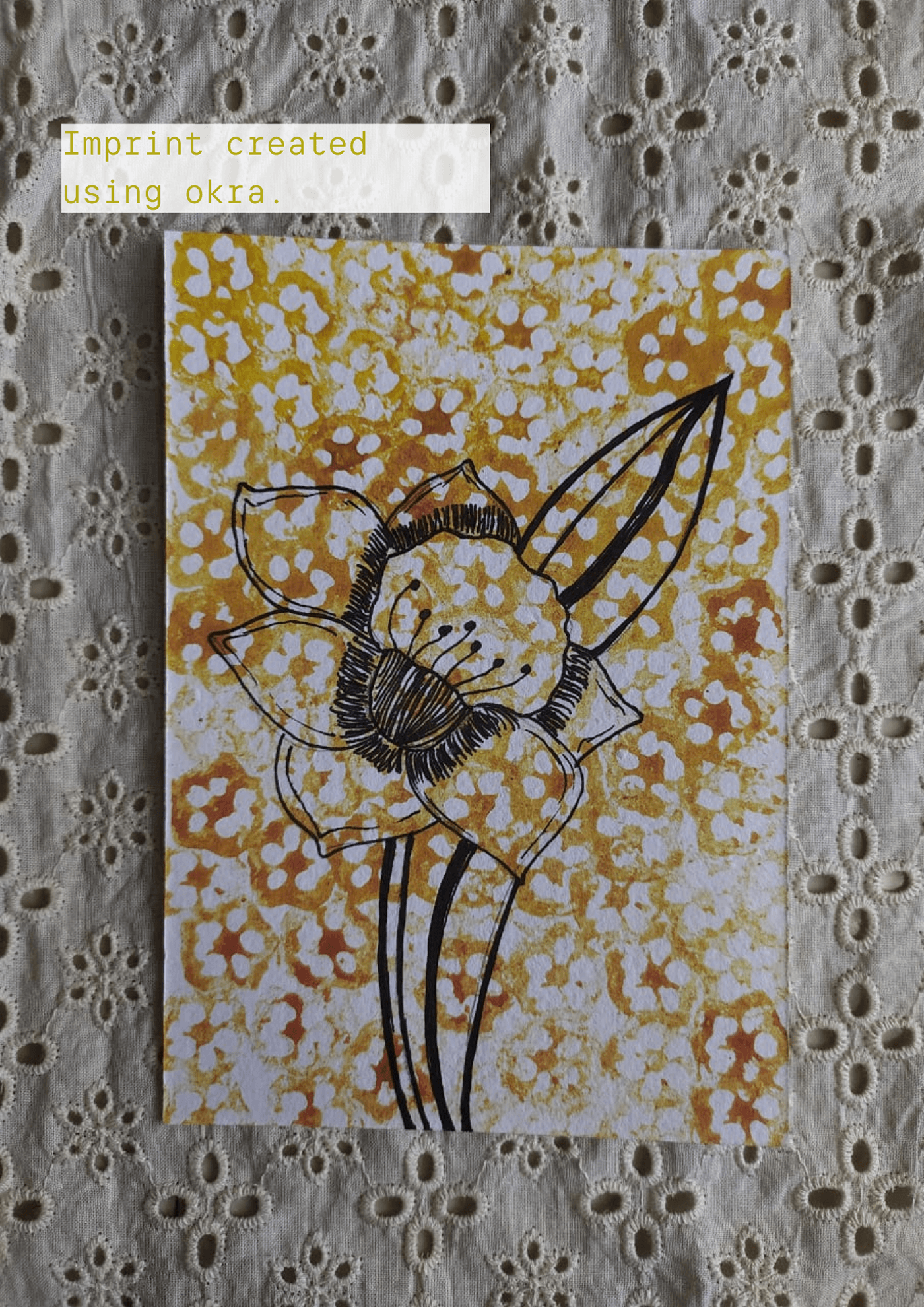 print handmade textile design  Surface Pattern seamless floral Flowers handprinted