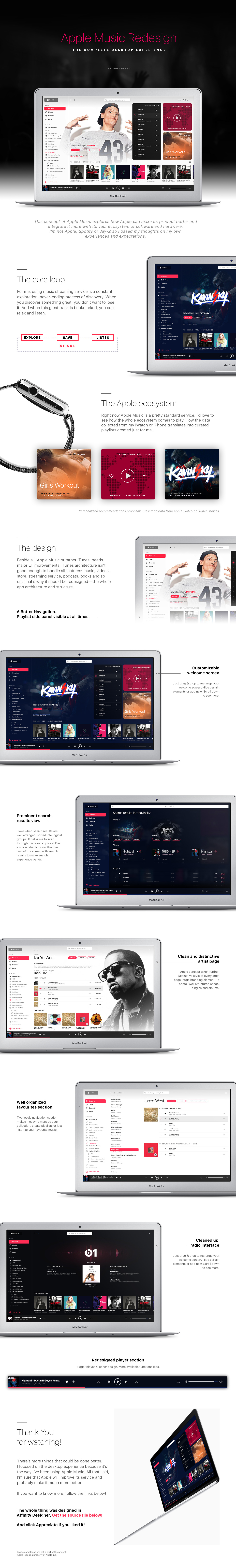 apple Apple Music spotify tidal app desktop mac beats Kavinsky watch redesign concept Radio Streaming itunes