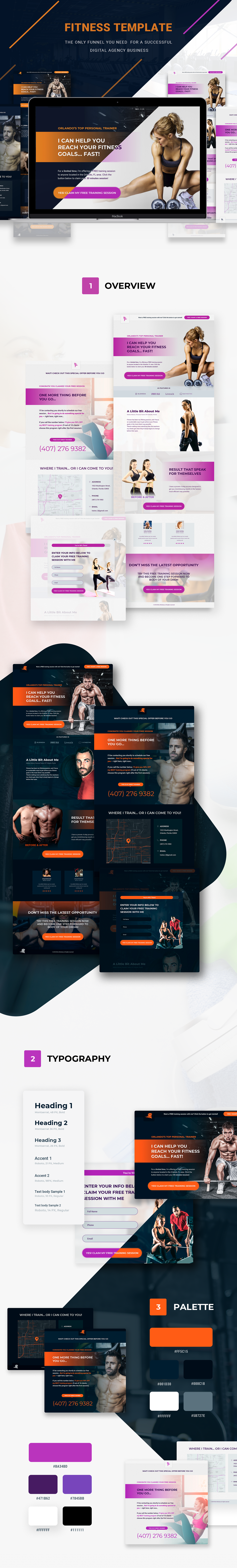 Web flat minimal typography   modern fitness workout Promotion template