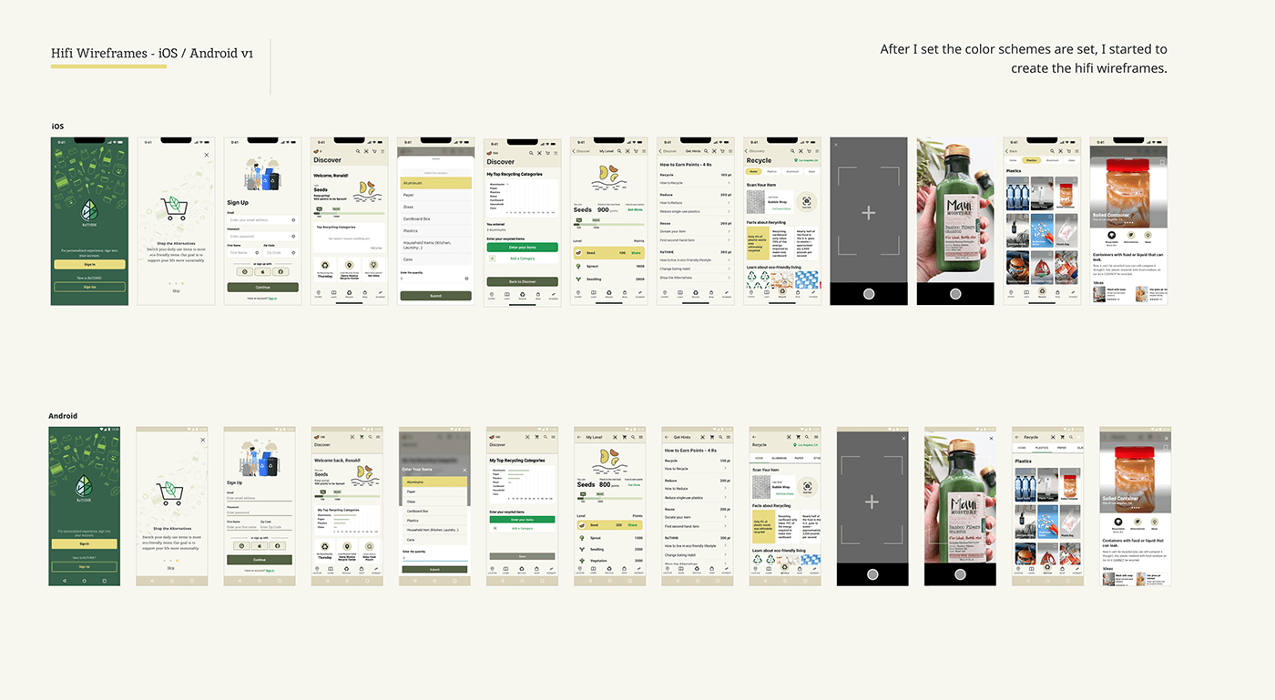 android app design Case Study Figma ios mobile design ui design UI/UX recycling app Sustainability