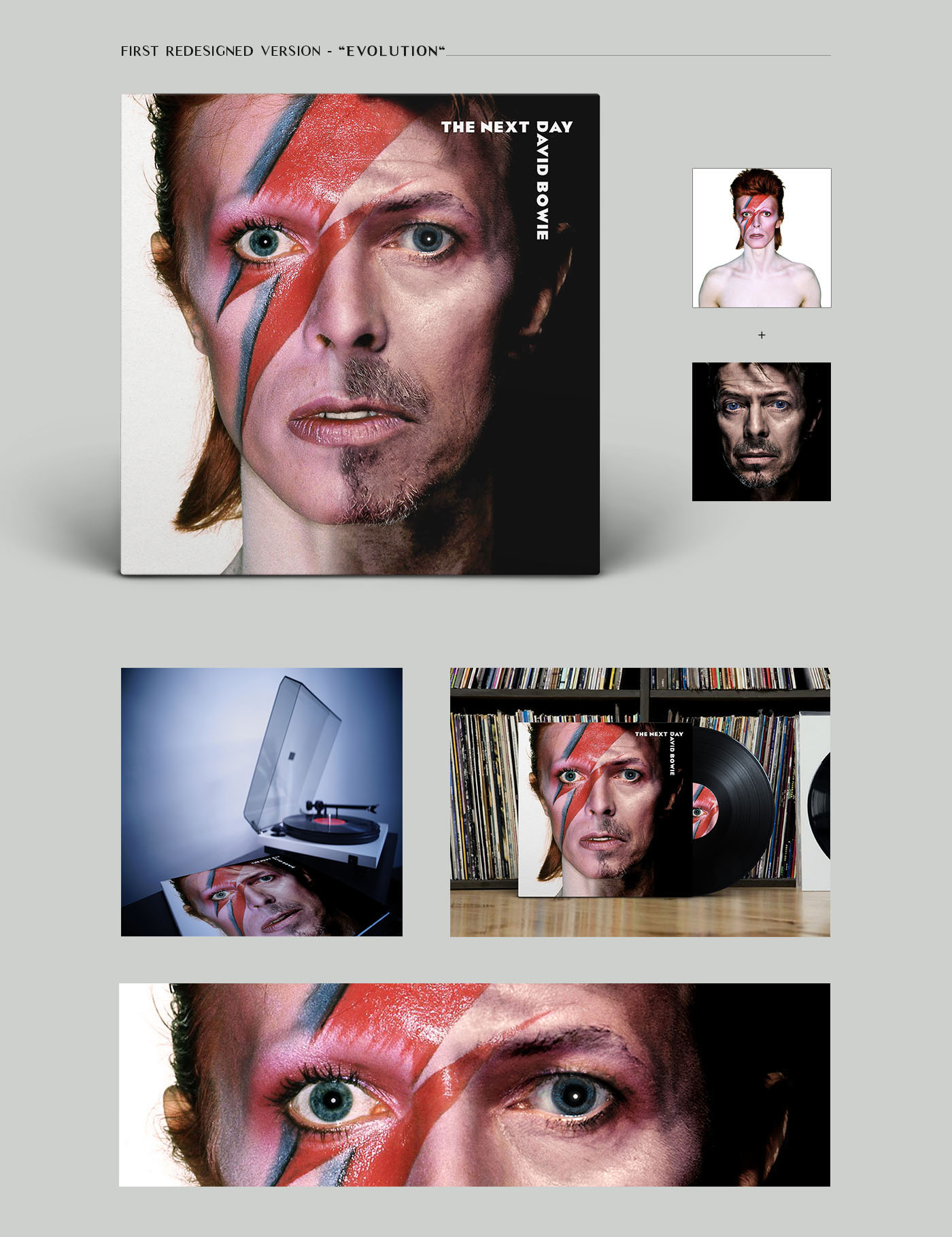 david bowie album cover redesign the next day Vinyl Album Cover cover design graphic design  Fine Arts Bologna music album design Creative Design Bowie Death Anniversary