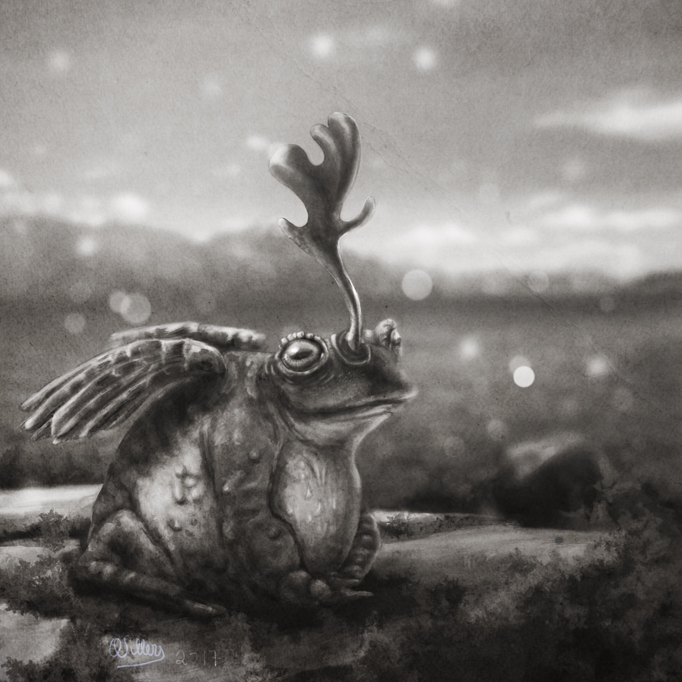 pintura digital fotorealista digital painting frog unicorn photorealism