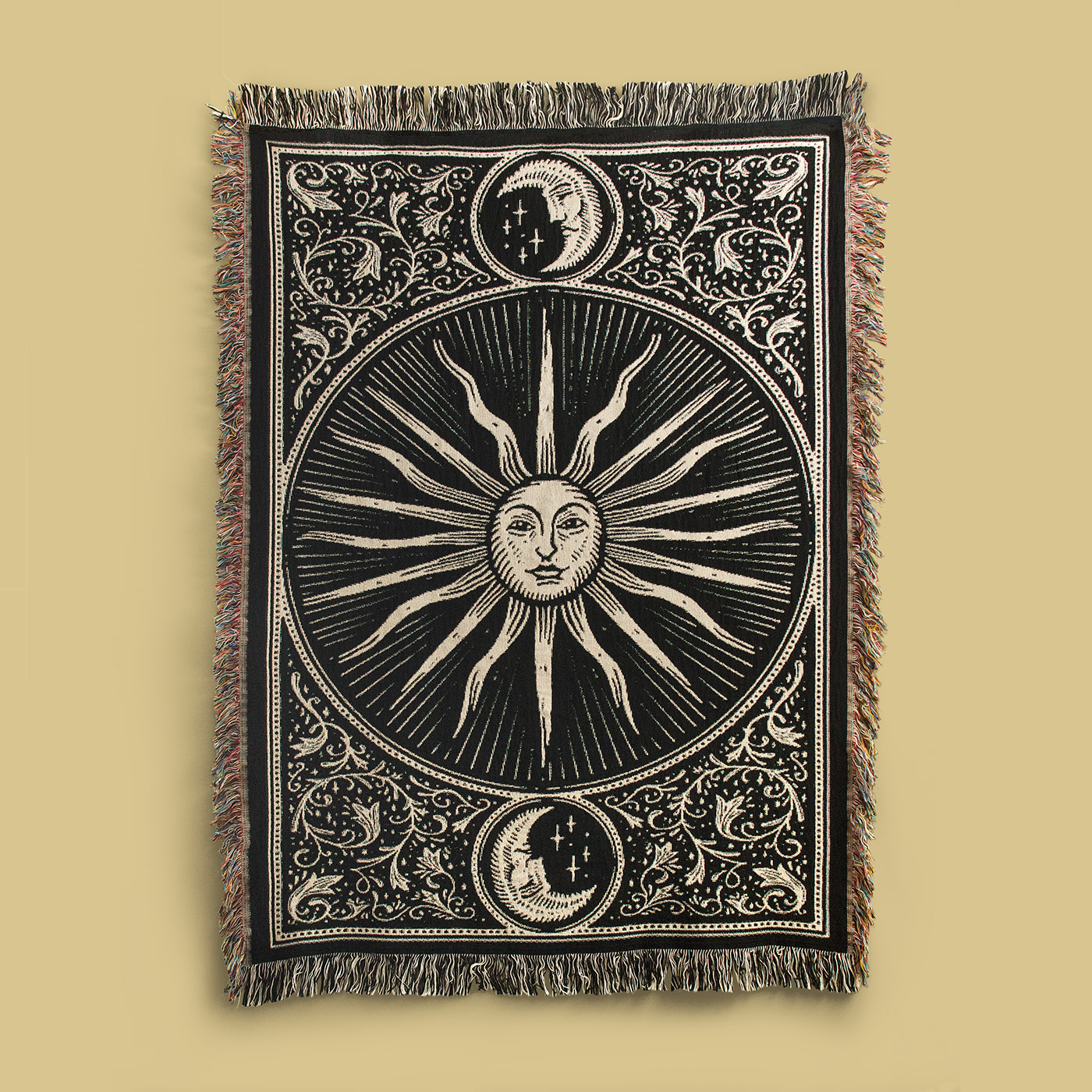 Travis Pietsch woodcut ILLUSTRATION  design vintage Drawing  blanket Sun moon tarot
