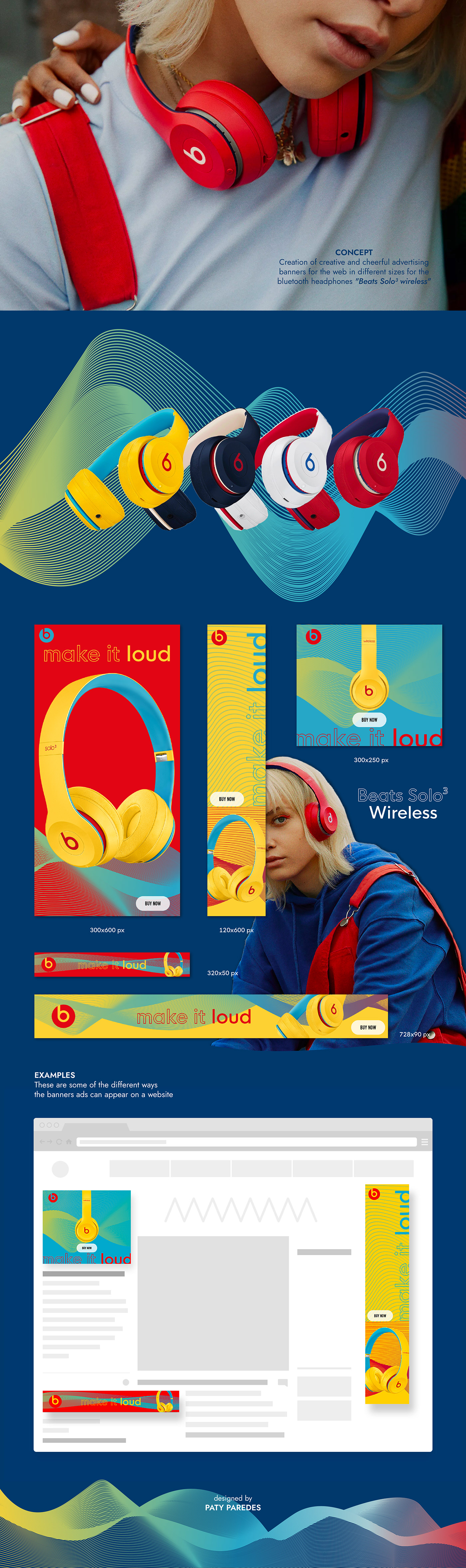 ads Advertising  banner banner design beats beatsbydre graphic design  headphones Illustrator Website Design