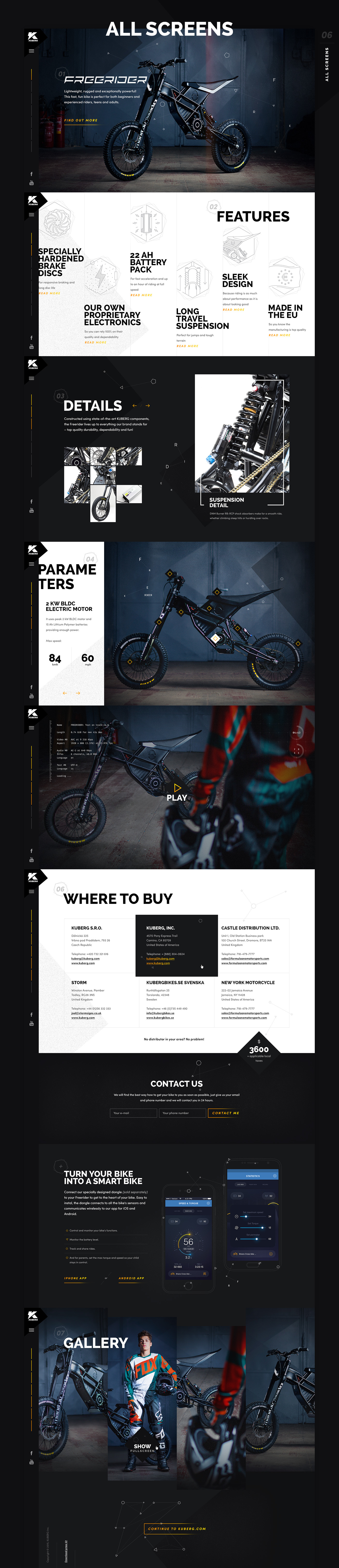 Web UI design product Bike motorcycle microsite dark geometric texture