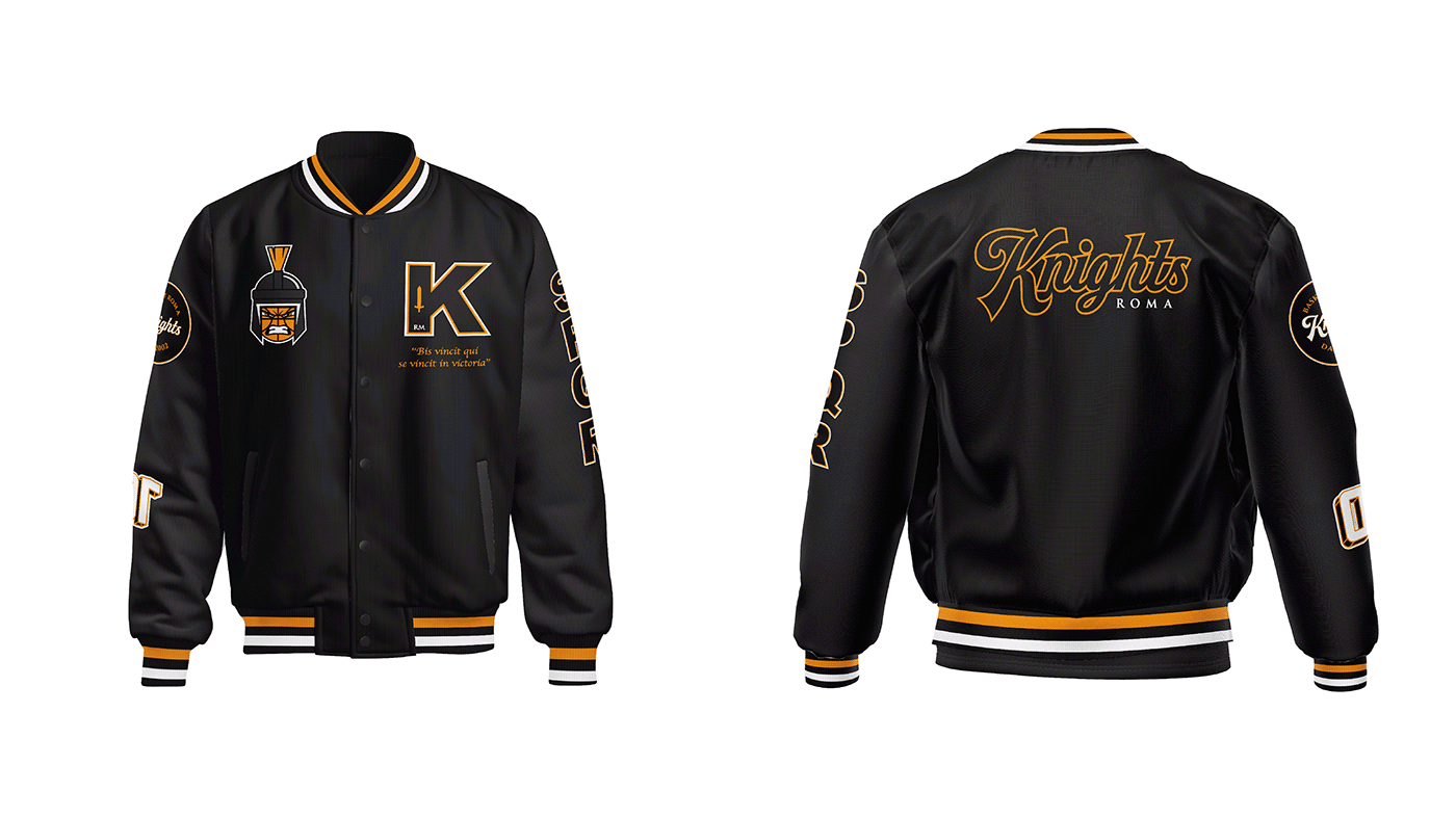logo visual identity Varsity Jacket Clothing patch mascotte jacket College Basketball basketball college