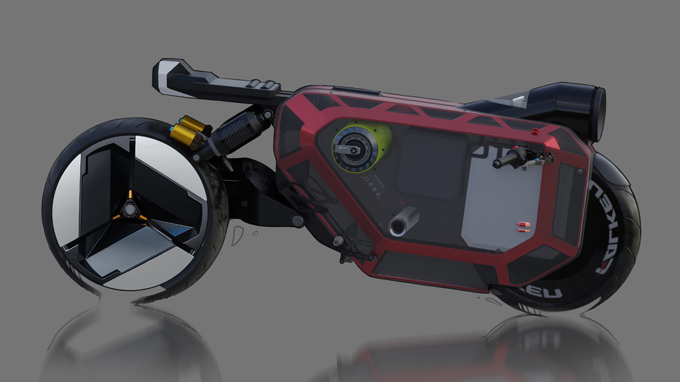 motorcycle design automotive   concept sketch blender 3D Render future Scifi