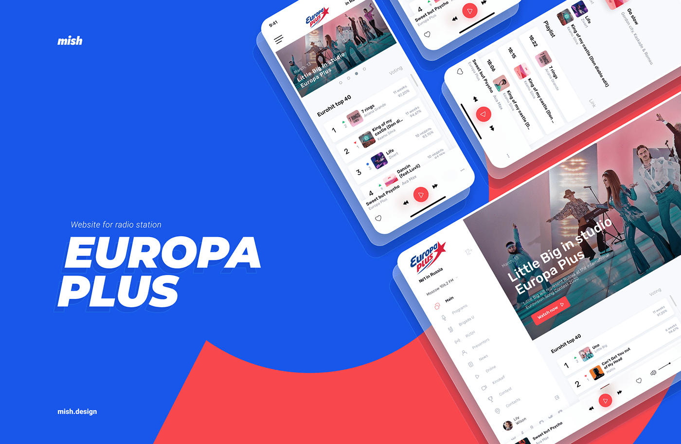 app europa plus Interface music playlist Radio STATION UI ux Web