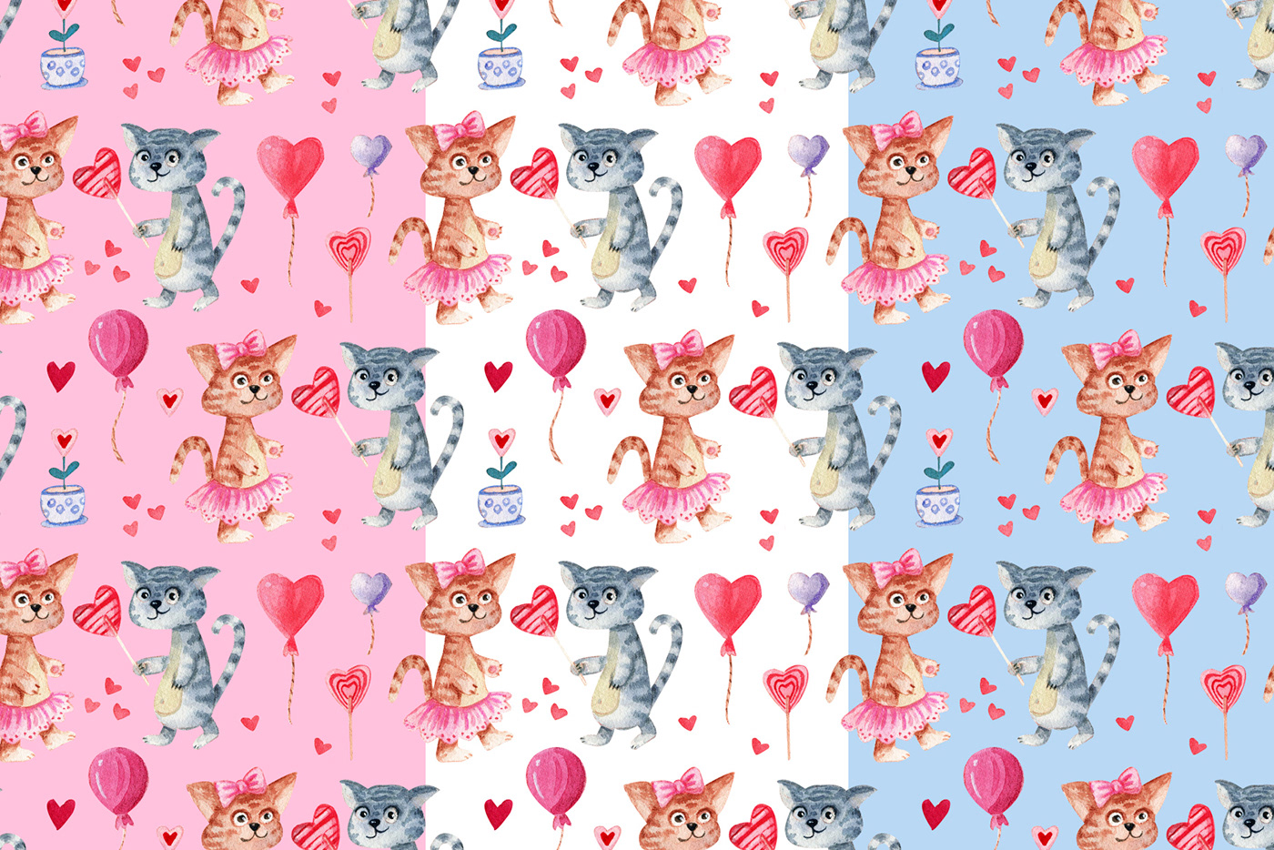 cartoon Character design  pattern patterndesign Valentine's Day valentines watercolor