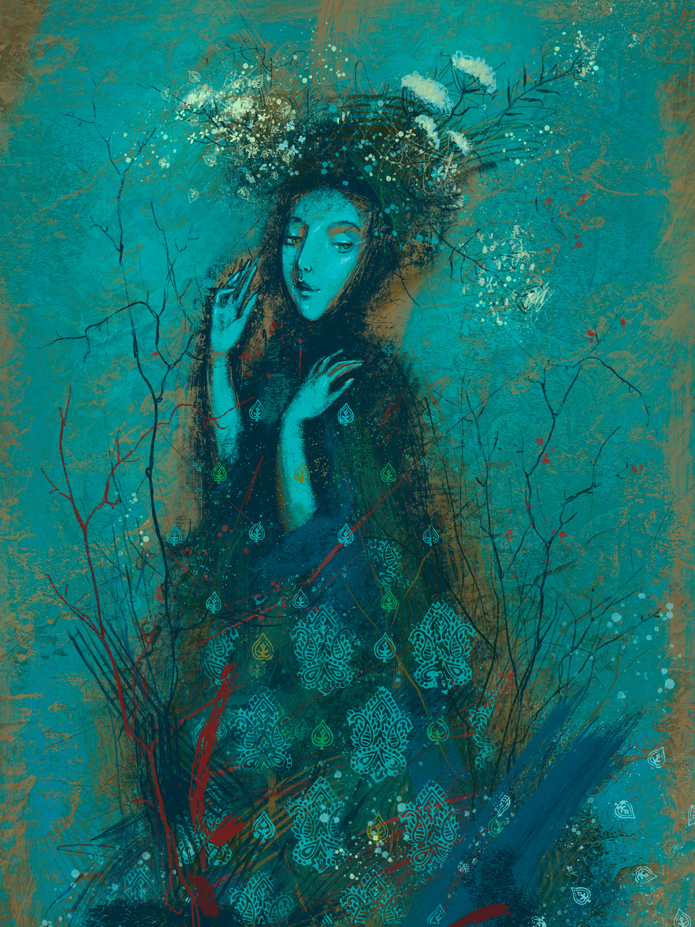 portrait sketch blue nymph fairy Procreate digital graphic art