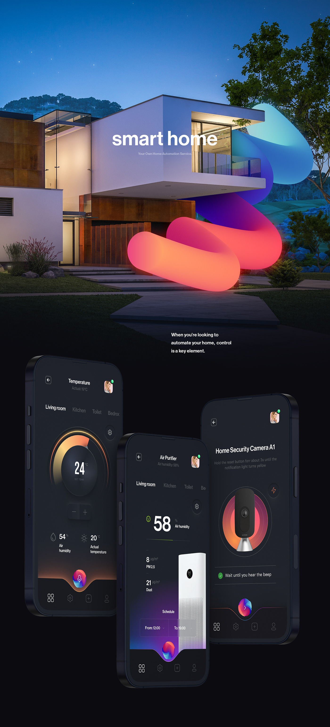 app design application mobile UI UI/UX user interface Smart Smart Home app modern