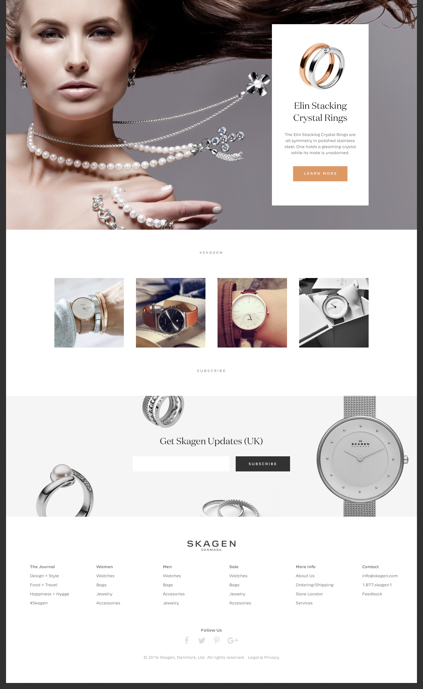 skagen Danish Design Website Layout grid redesign concept clean minimal UI webpage desktop mobile Jewellery watch