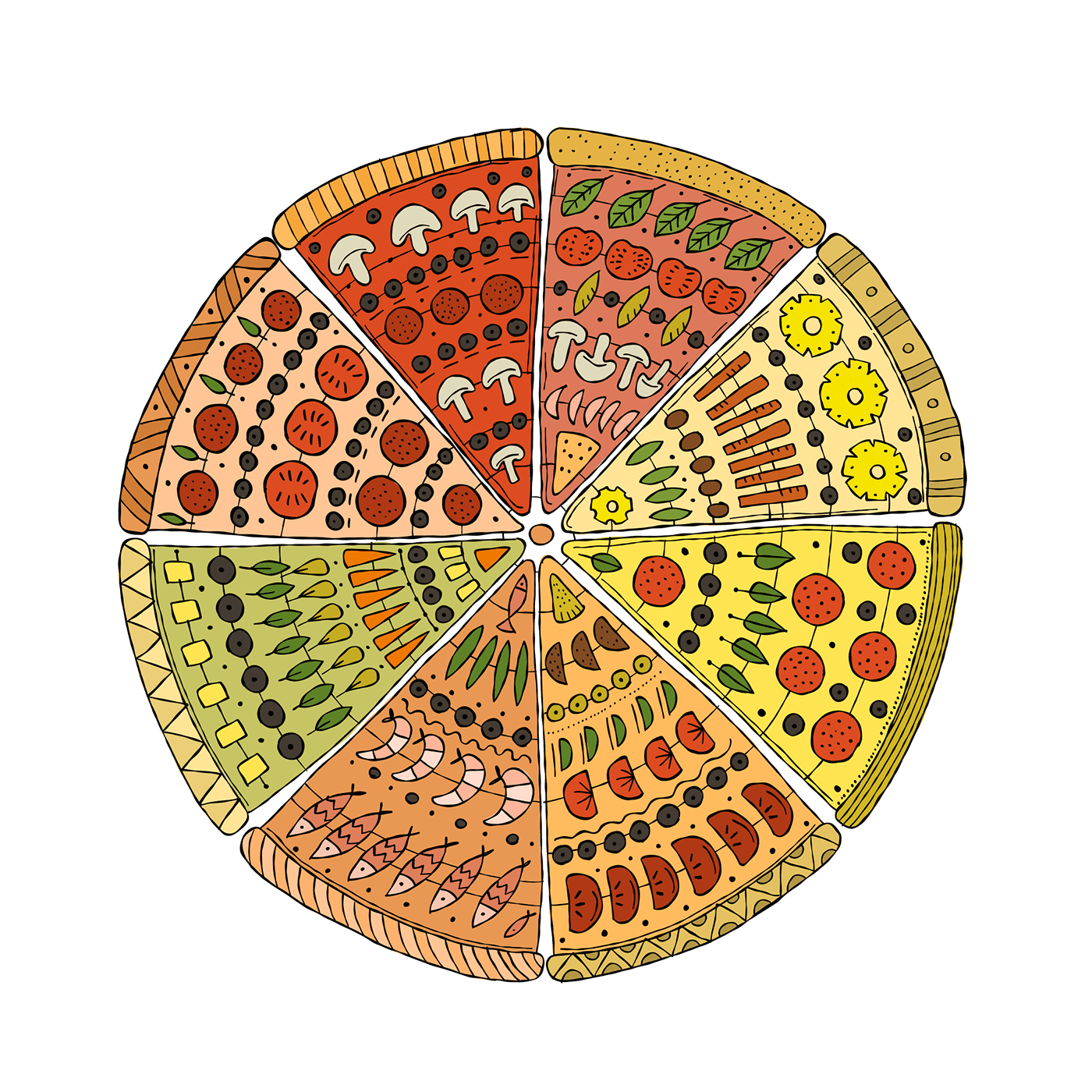 adobefresco art ILLUSTRATION  Mandala Pizza