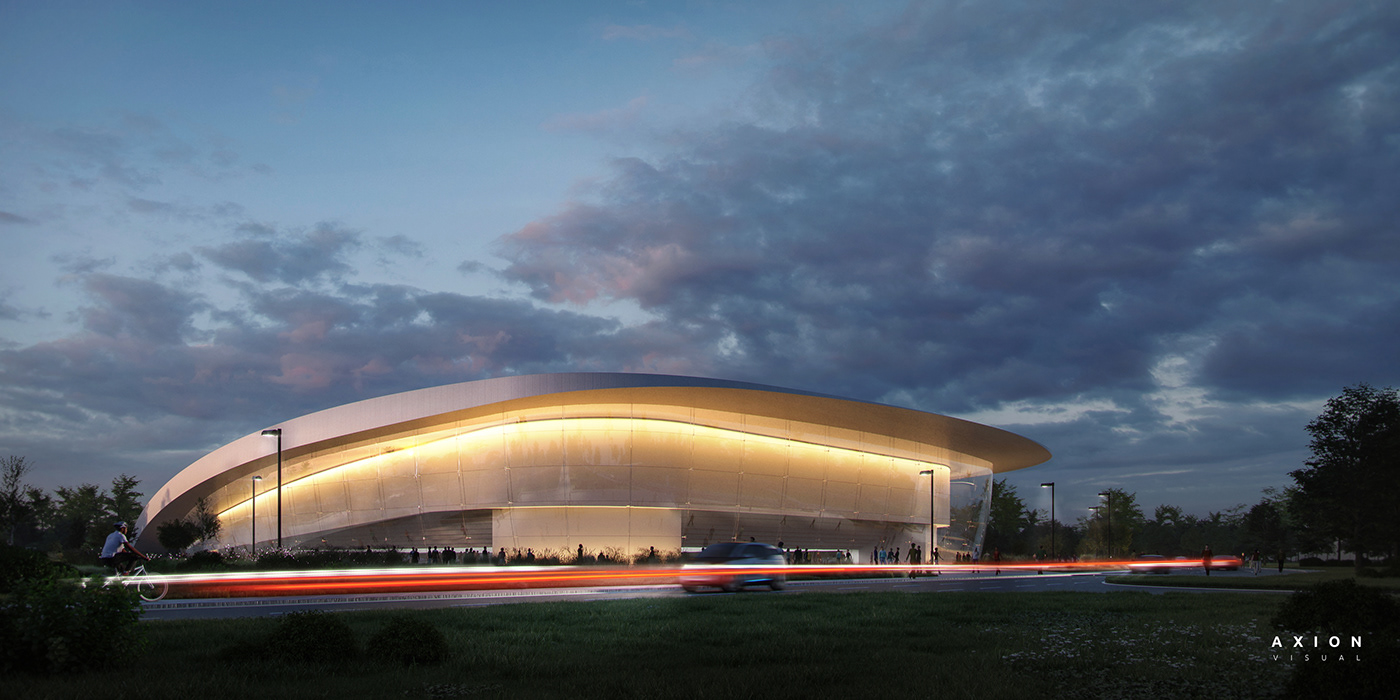 Arena CGI axion Axion Visual architecture 3D rendering visualisation Sports center