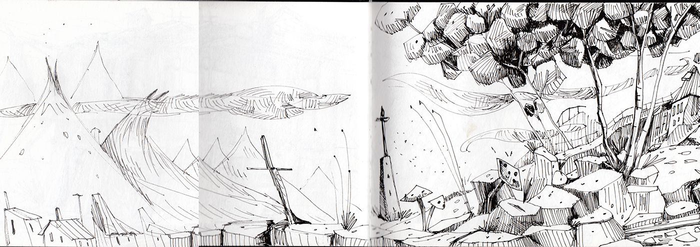 sketch doodle sketchbook environmentaldesign environmental ink city distopia ILLUSTRATION 