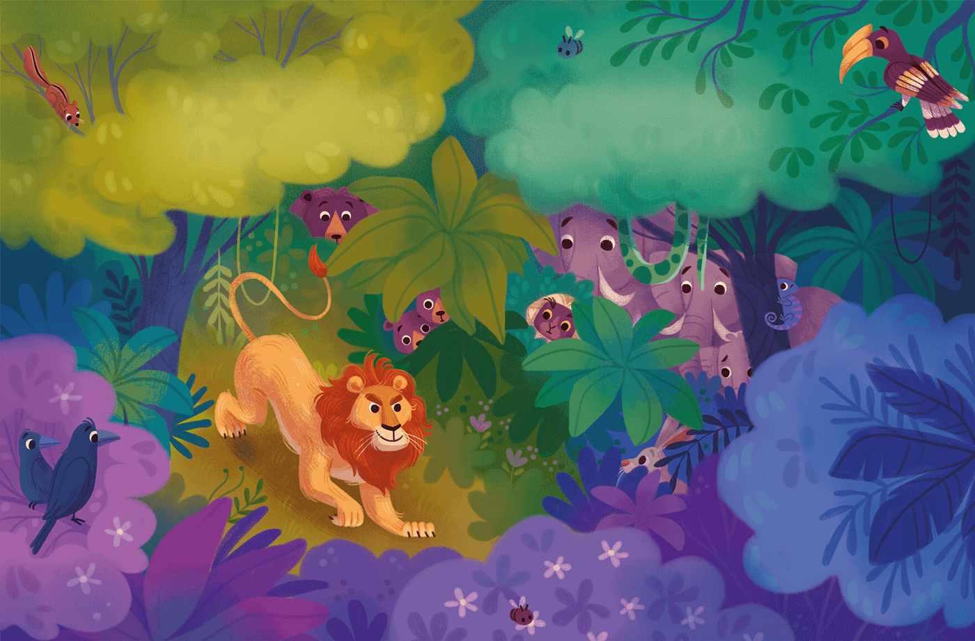 Picture book children illustration children's book indian folktale Folklore kidlit lion ILLUSTRATION  rabbit