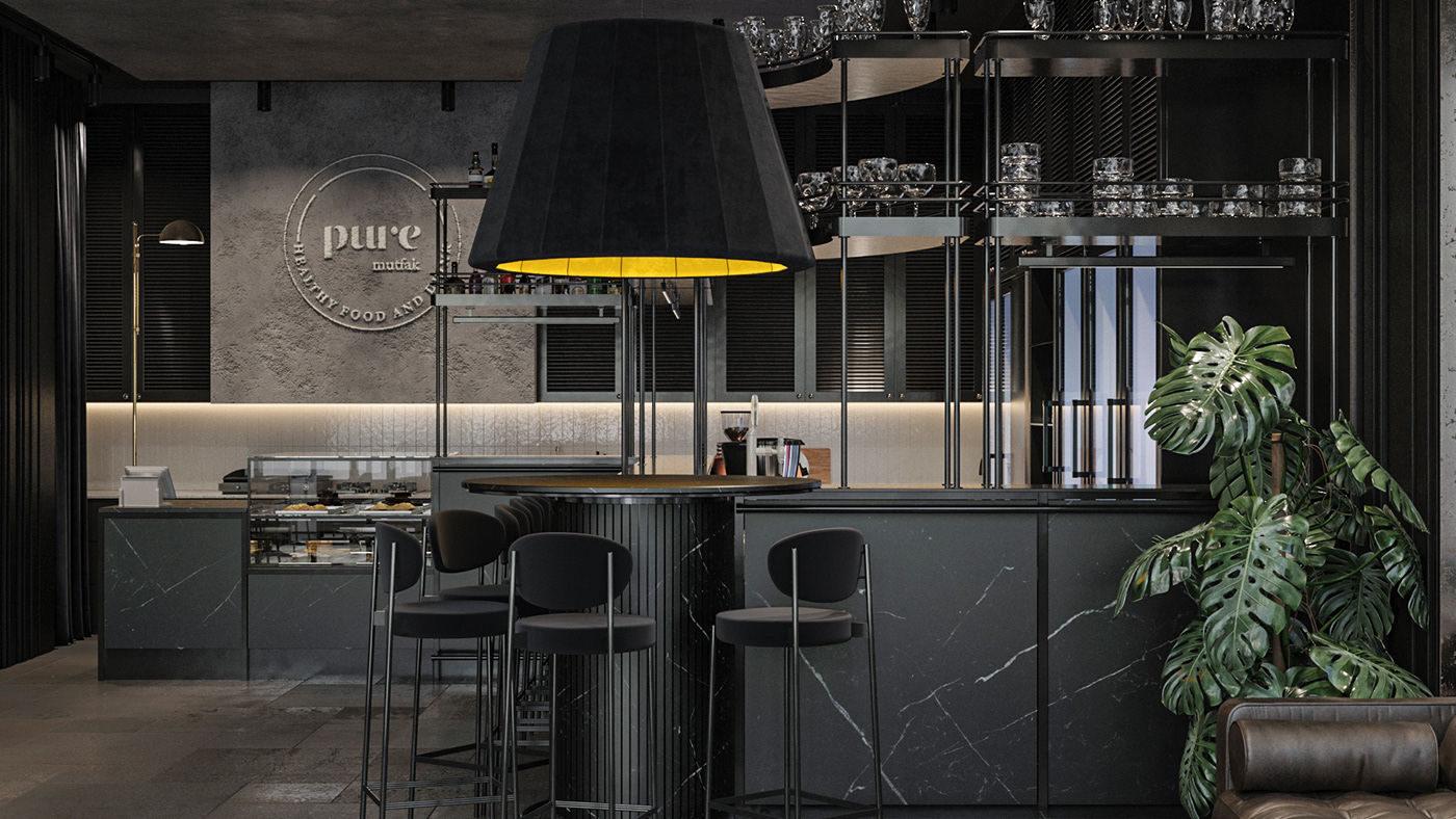 3ds max artwork bar CGI corona render  interior design  Render restaurant sculpture