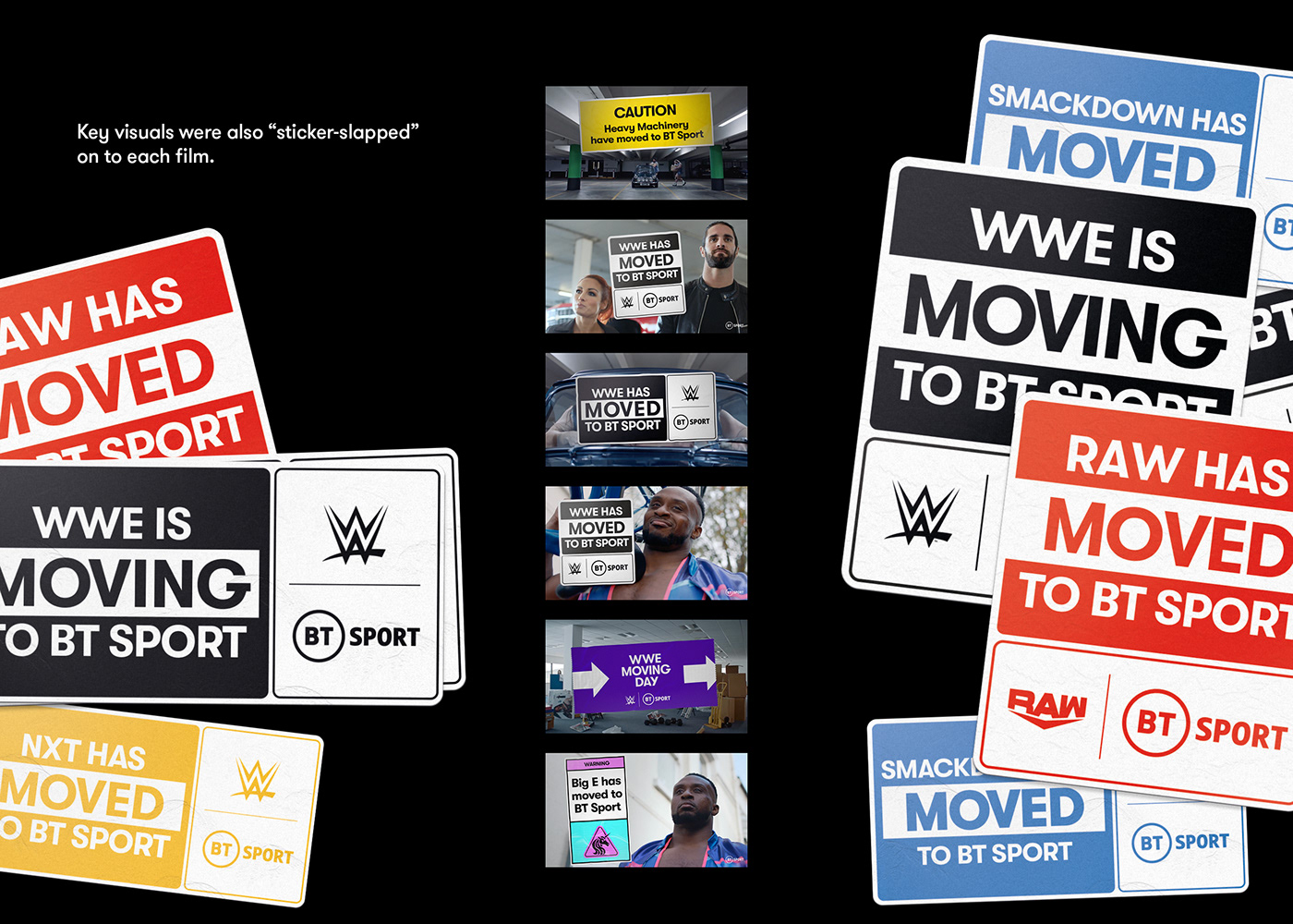 Advertising  BT Sport Live OOH sticker sticker slap WT UK Wunderman Thompson UK WWE WWE IS MOVING