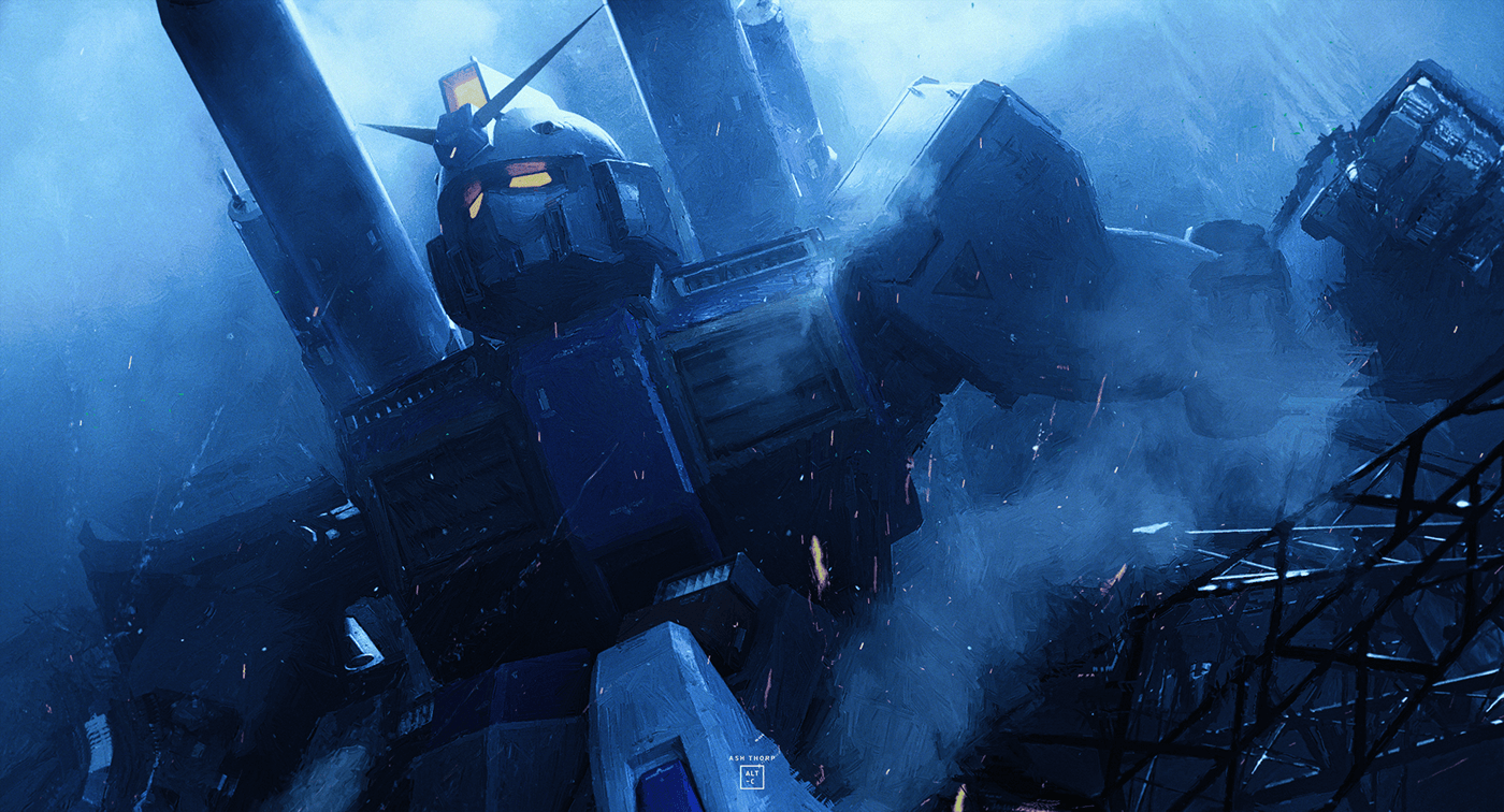 anime CGI cinematic Digital Art  Gundam ILLUSTRATION  robot