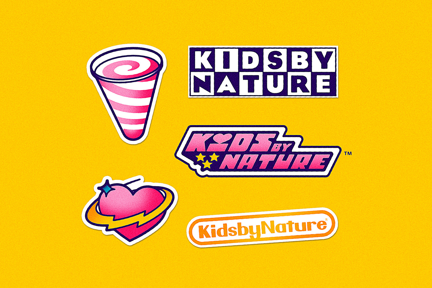 90s brand assets colorful festival Graphics Kit kids by nature logo spoof memorabilia skateboard summer