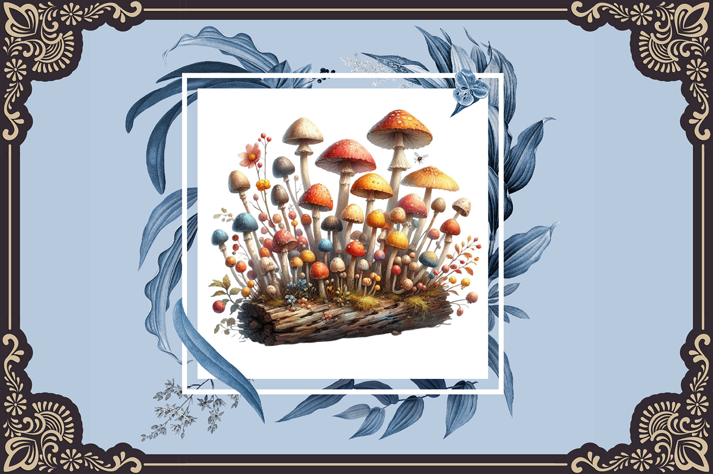 Instant Download commercial use template design Graphic Designer adobe illustrator fantasy clipart Mushrooms Bundle PNG Nature toadstool Watercolor forest art