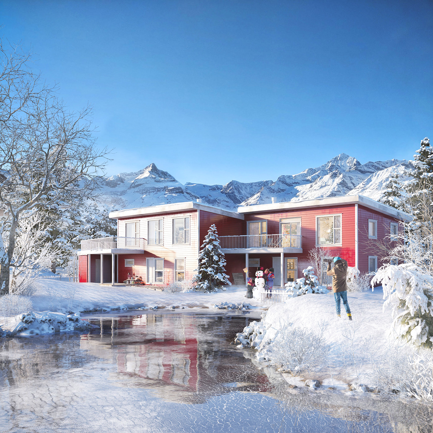architectural exterior H.A Studio norway rendering visual vray winter