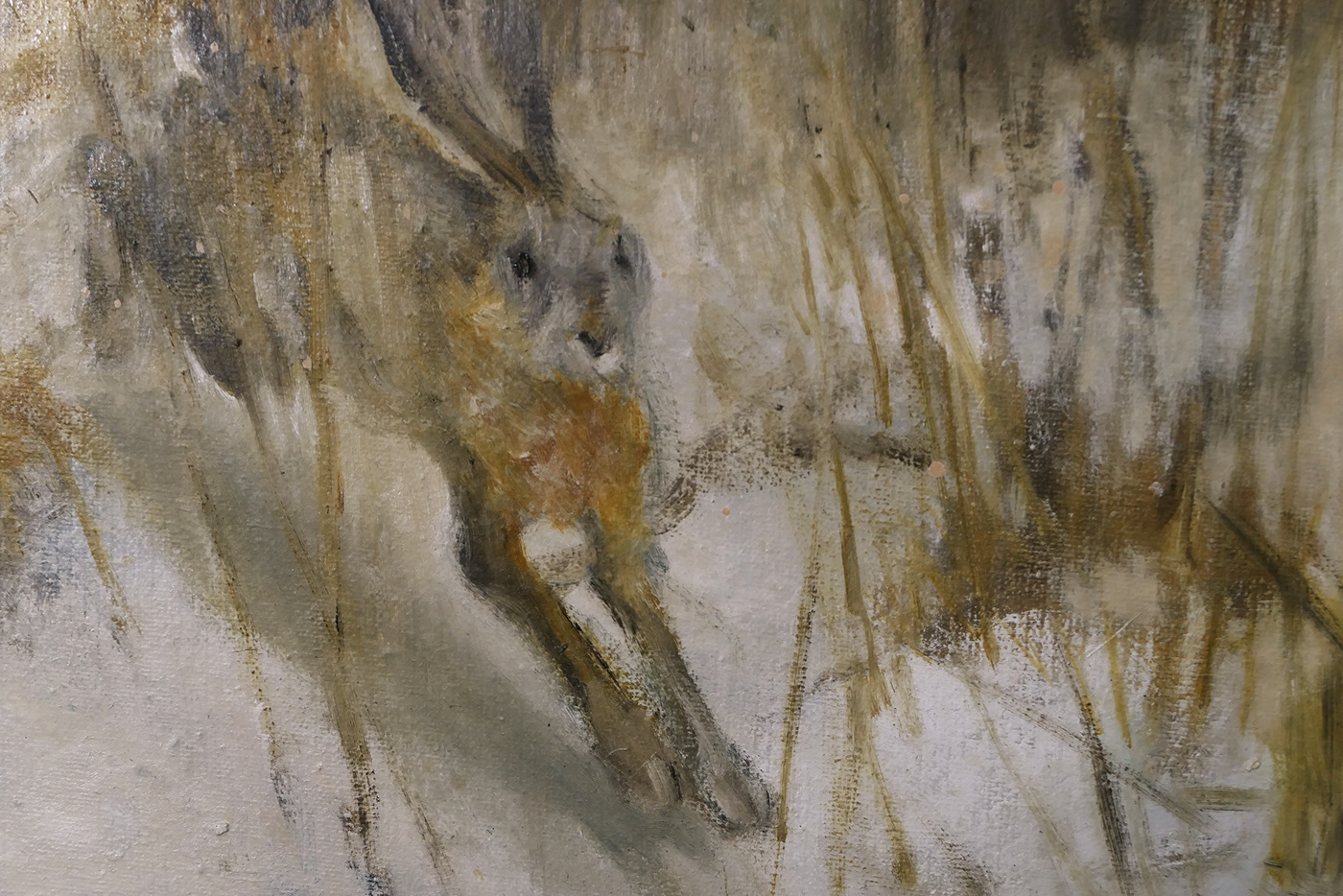 oil canvas hare snow forest winter danilmariia danildanilovskii