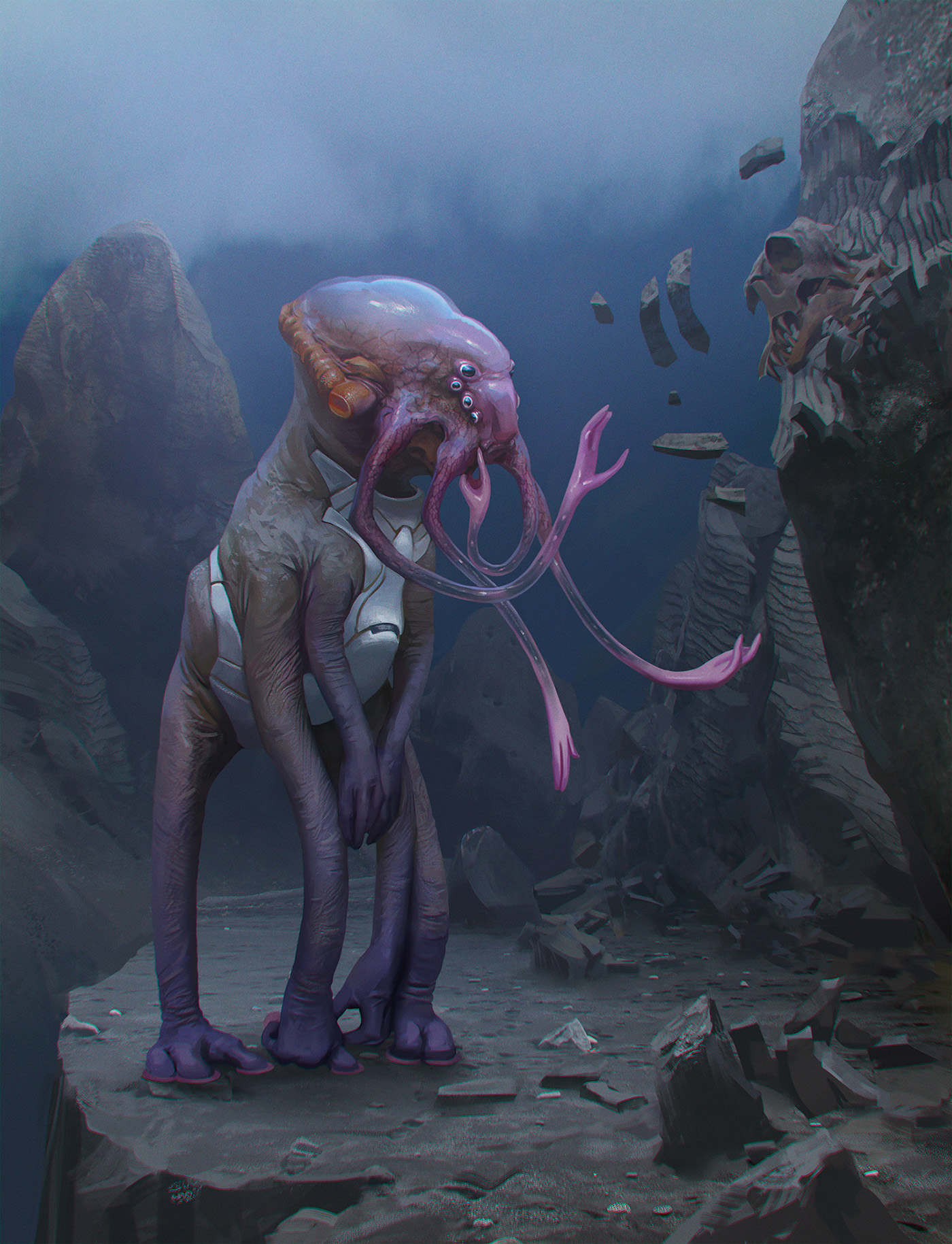 ski-fi alien creature Character design  ILLUSTRATION  Character Landscape fantasy