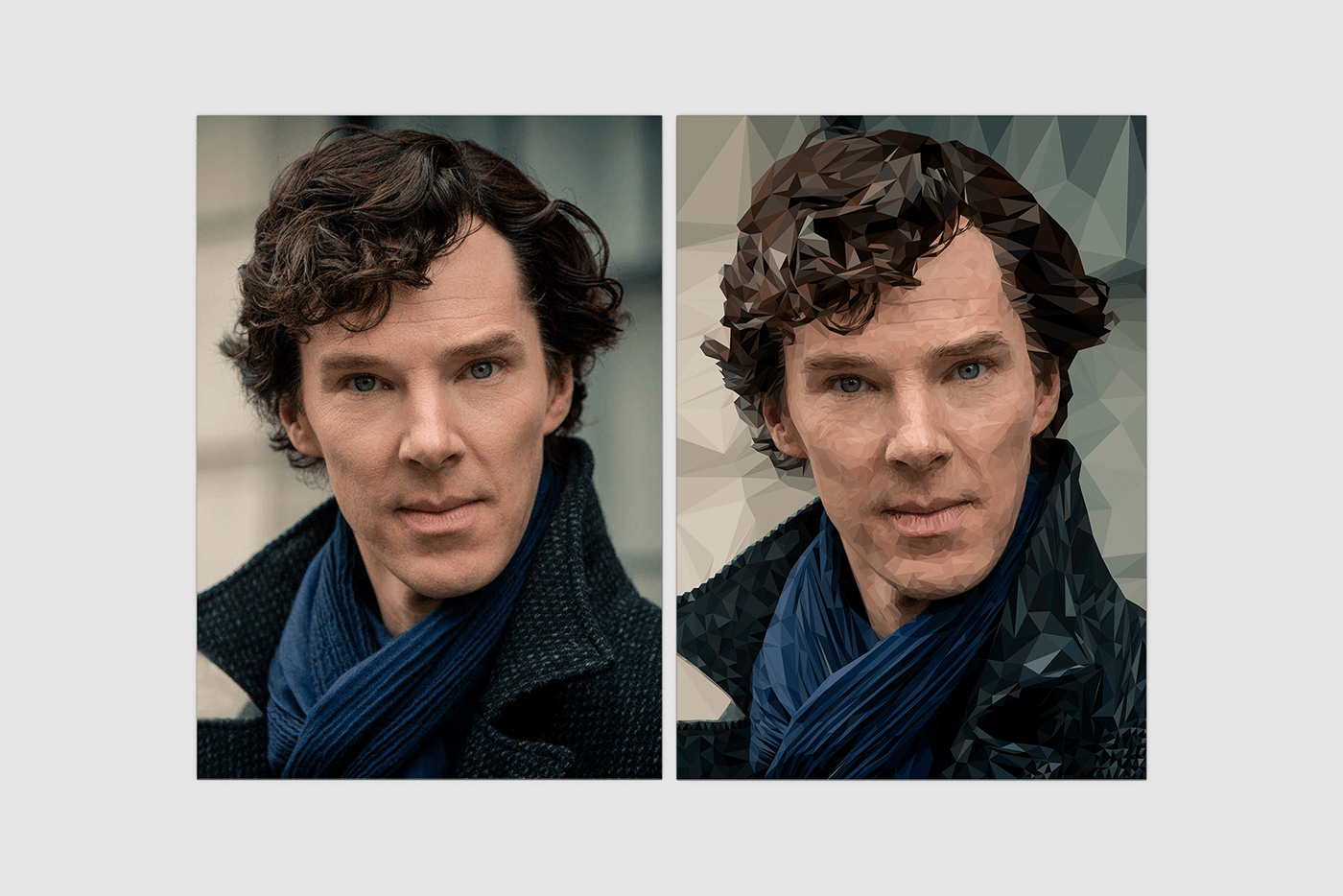 portrait Sherlock Holmes Low Poly polygon Illustrator vector adobe illustrator Benedict Cumberbatch