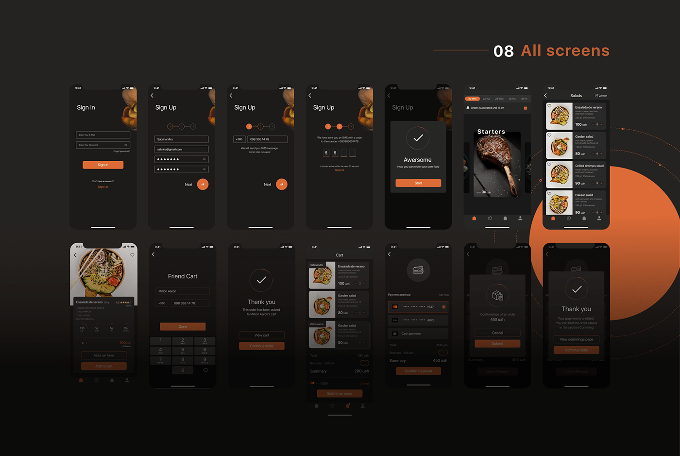 mobile design wireframes app ios ux UI animation  interaction xD Food 