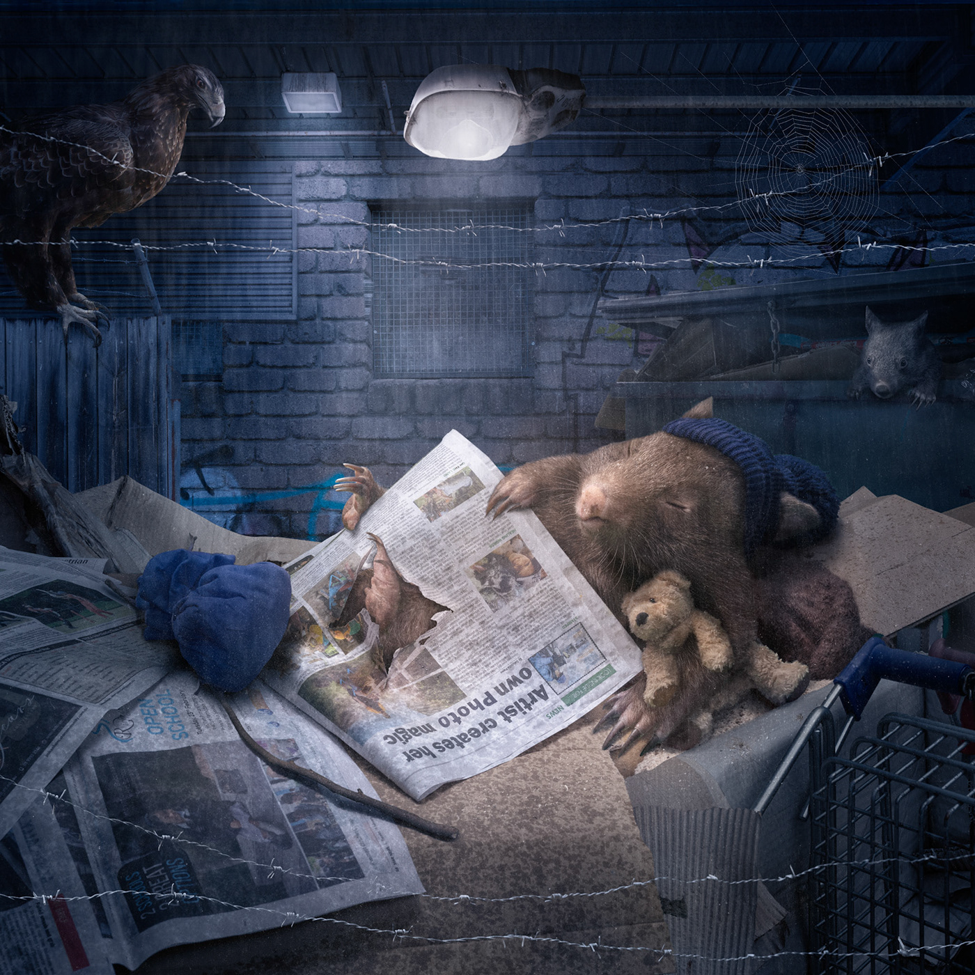 Australian Composite digital artist Native photoshop wildlife wombat