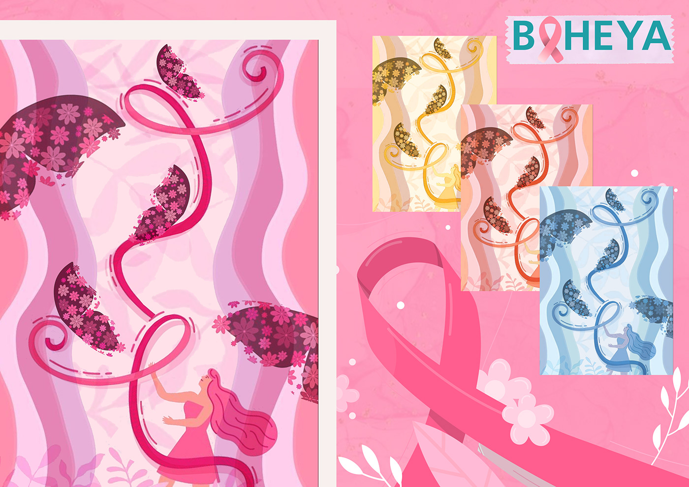 cancer breast cancer hospital textile design  fabric design print Digital Art  cancer awareness Bahya