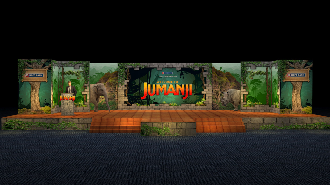 jumanji jungle art direction  STAGE DESIGN Event Design Experiential design set design  3D stage graphic design  award show