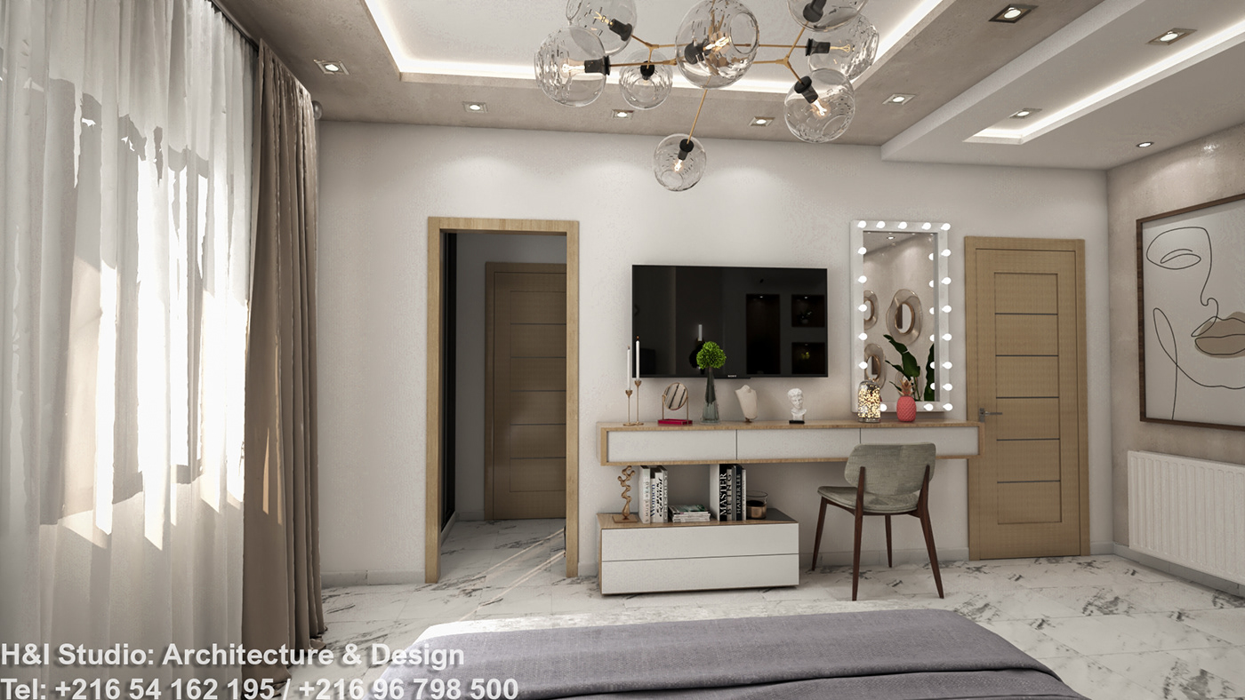 3D architect architecture bedroom decoration Interior-Design tunisia