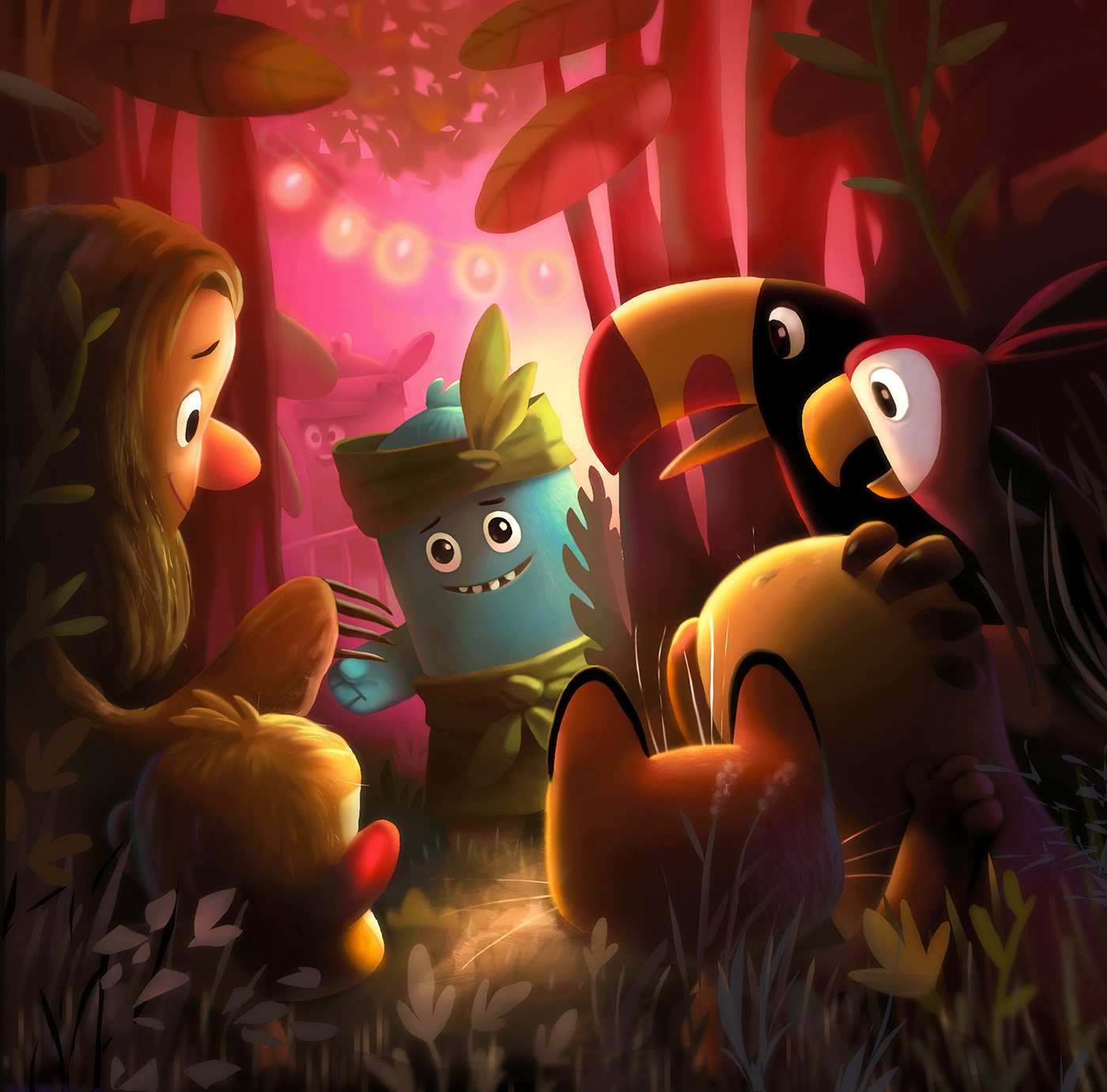 monster book forest light animals cartoon Character