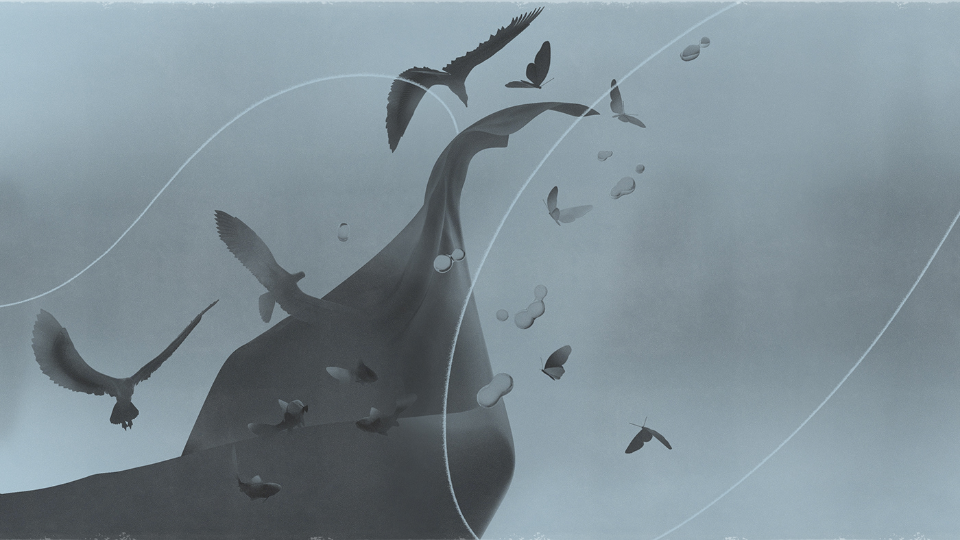 3D animals cinema 4d fish imagination photoshop abstract bird poster paint