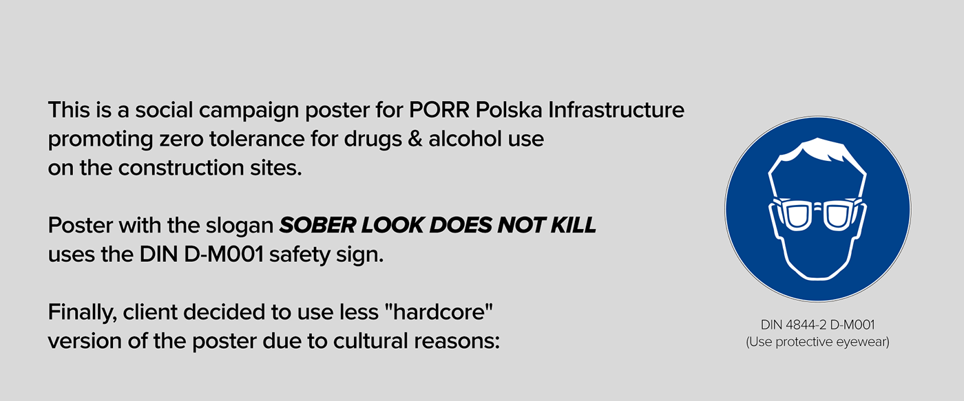 h&S poster construction company porr infrastructure sobriety drug use campaign