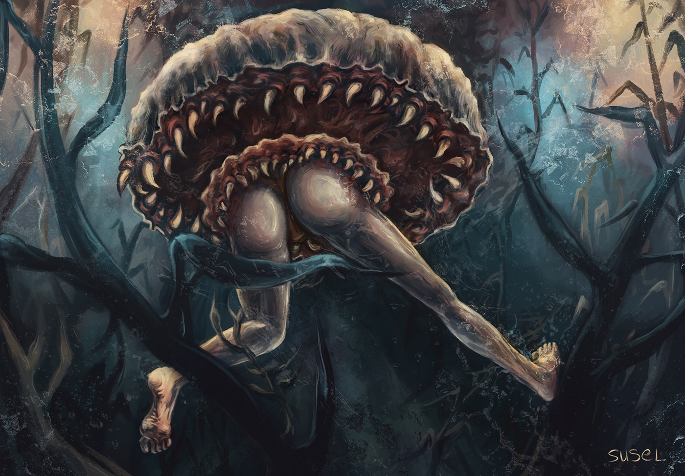 concept art horror ILLUSTRATION  creature underwater Dark Fantasy Digital Art  Character design  digital illustration suspense