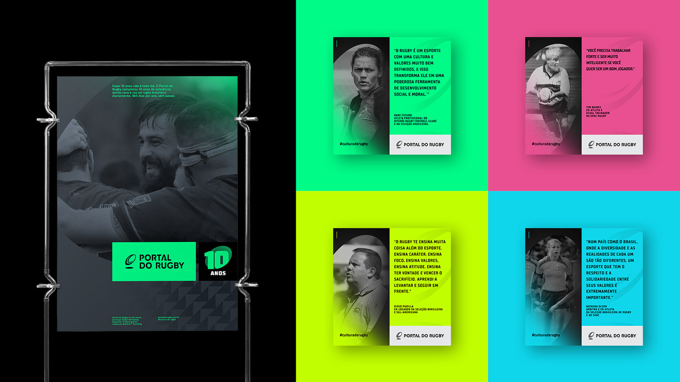 Rugby branding  sports visual identity modern digital ux logo portal green