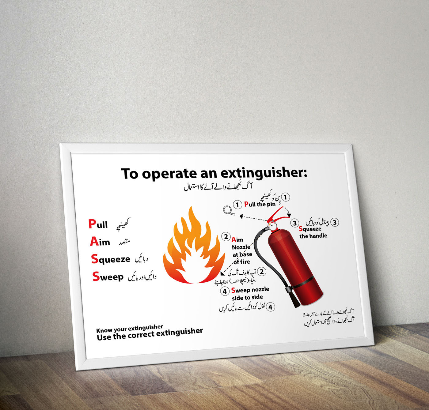 graphic design poster print a2c Computer safety sign extinguisher cut